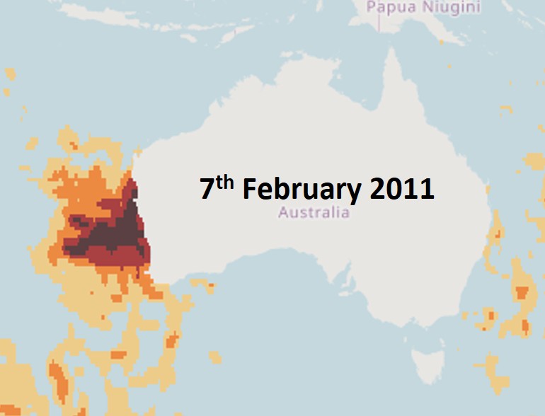 Map of WA showing the 2011 marine heatwave