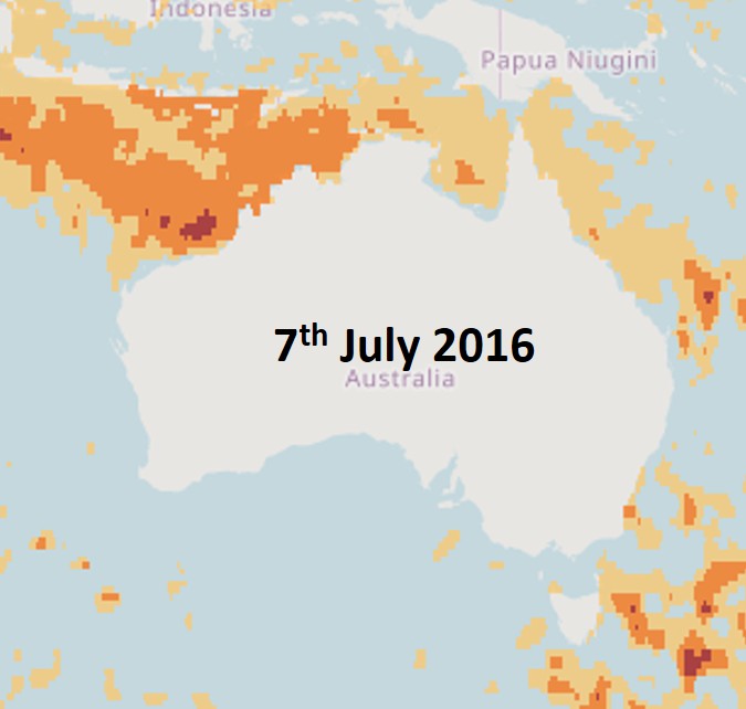 Map of WA showing the 2016 marine heatwave
